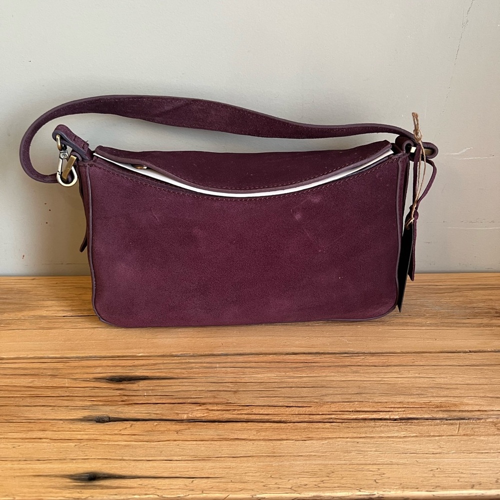 NWT Purple Genuine Suede Leather Shoulder Bag